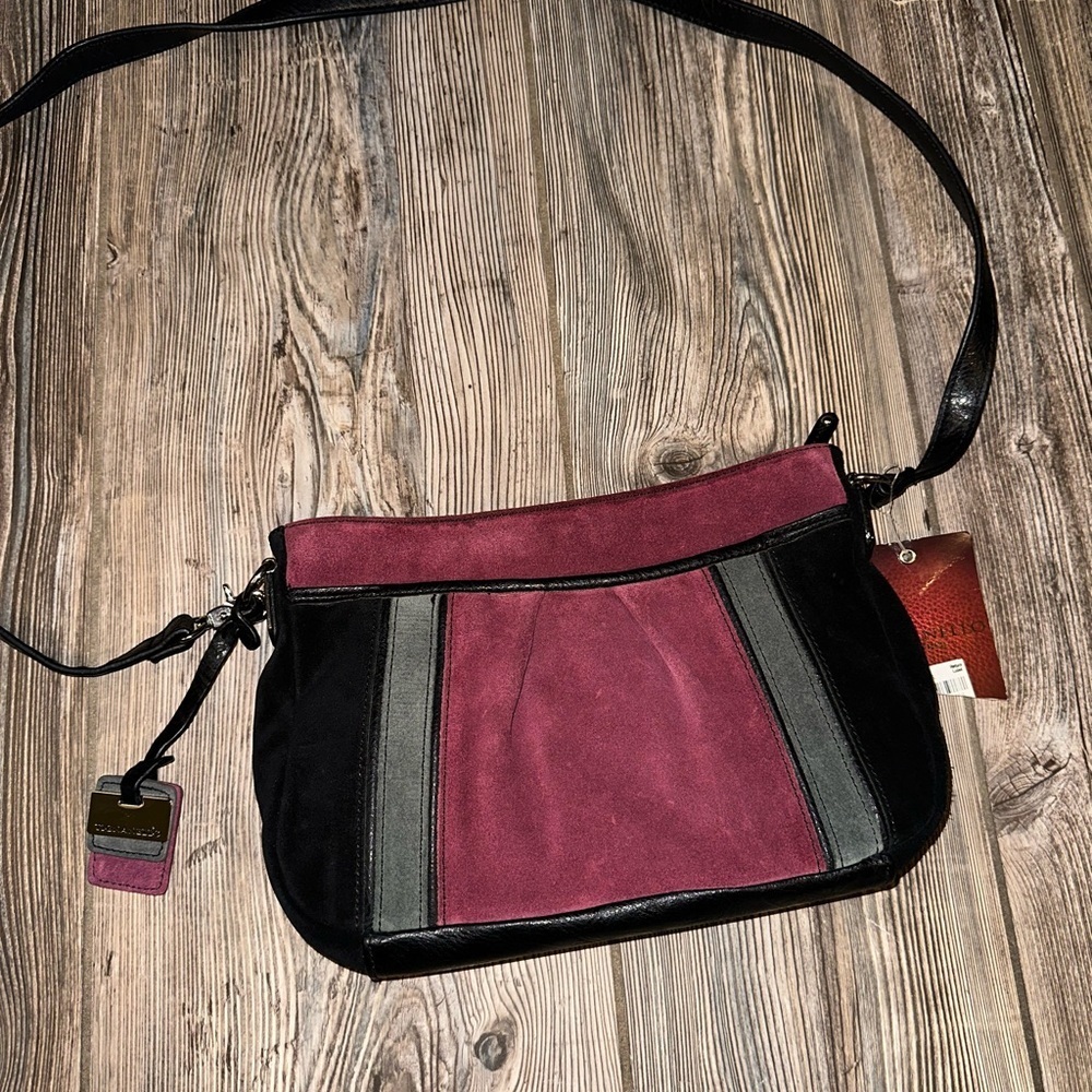 Tignanello Suede Elegant Black and Wine Women's Convertible Crossbody